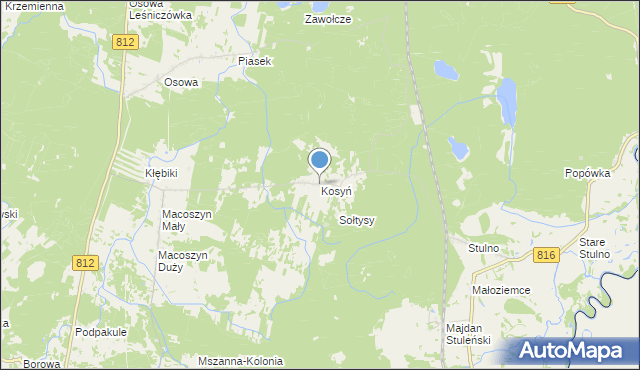 mapa Kosyń, Kosyń gmina Wola Uhruska na mapie Targeo